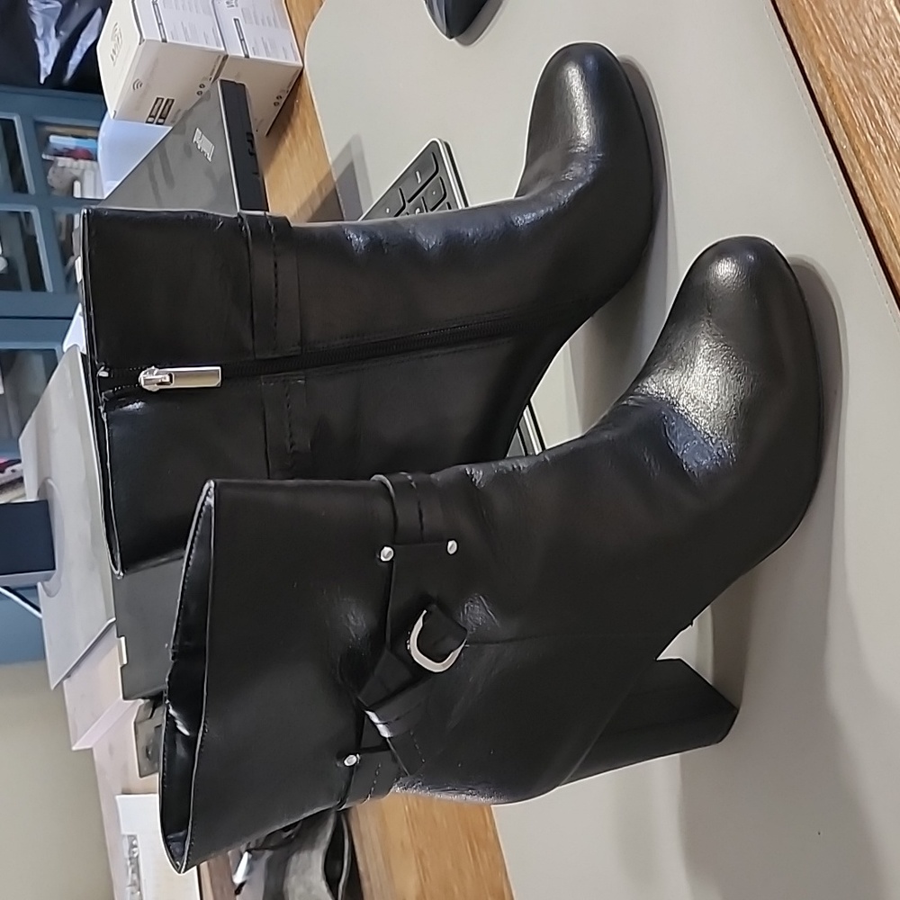 WHBM Black block booties sz 11 like new